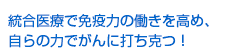 統合医療で免疫力の働きを高め、自らの力でがんに打ち克つ！